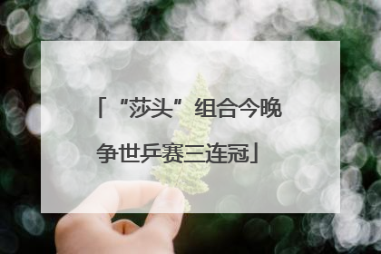 “莎头”组合今晚争世乒赛三连冠