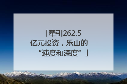牵引262.5亿元投资，乐山的“速度和深度”