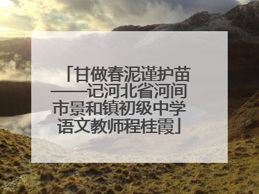甘做春泥谨护苗——记河北省河间市景和镇初级中学语文教师程桂霞