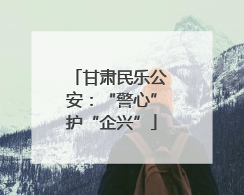 甘肃民乐公安：“警心”护“企兴”