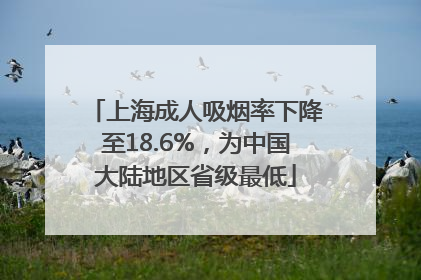 上海成人吸烟率下降至18.6%，为中国大陆地区省级最低