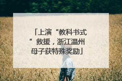 上演“教科书式”救援，浙江温州母子获特殊奖励