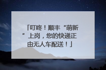 叮咚！顺丰“萌新”上岗，您的快递正由无人车配送！