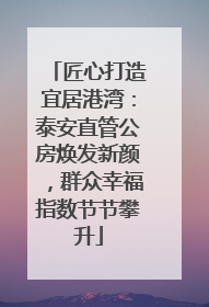 匠心打造宜居港湾：泰安直管公房焕发新颜，群众幸福指数节节攀升