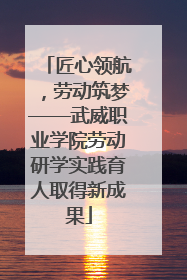 匠心领航，劳动筑梦——武威职业学院劳动研学实践育人取得新成果