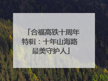 合福高铁十周年特辑：十年山海路 最美守护人
