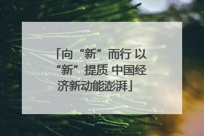 向“新”而行 以“新”提质 中国经济新动能澎湃