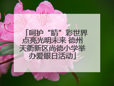 呵护“睛”彩世界点亮光明未来 德州天衢新区尚德小学举办爱眼日活动