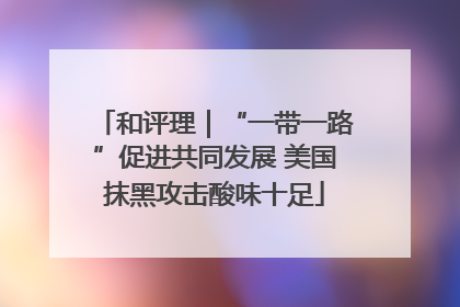 和评理｜“一带一路”促进共同发展 美国抹黑攻击酸味十足