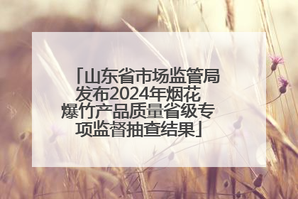 山东省市场监管局发布2024年烟花爆竹产品质量省级专项监督抽查结果