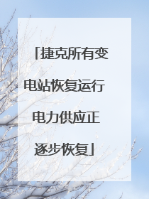 捷克所有变电站恢复运行 电力供应正逐步恢复