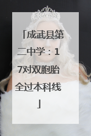成武县第二中学：17对双胞胎全过本科线