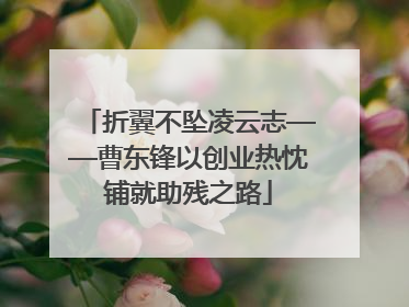折翼不坠凌云志——曹东锋以创业热忱铺就助残之路