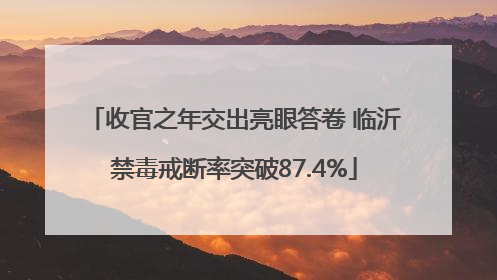 收官之年交出亮眼答卷 临沂禁毒戒断率突破87.4%