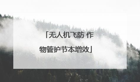 无人机飞防 作物管护节本增效