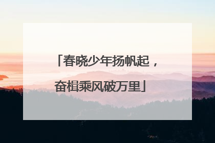 春晓少年扬帆起，奋楫乘风破万里
