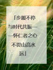 步履不停 与时代共振——怀仁者之心 不畏山高水远