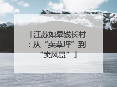 江苏如皋钱长村：从“卖草坪”到“卖风景”