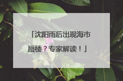 沈阳雨后出现海市蜃楼？专家解读！