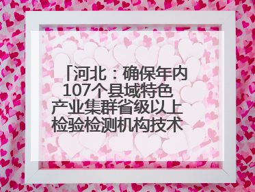 河北：确保年内107个县域特色产业集群省级以上检验检测机构技术服务全覆盖