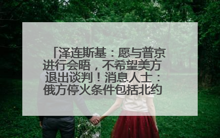 泽连斯基：愿与普京进行会晤，不希望美方退出谈判！消息人士：俄方停火条件包括北约“书面”保证不东扩