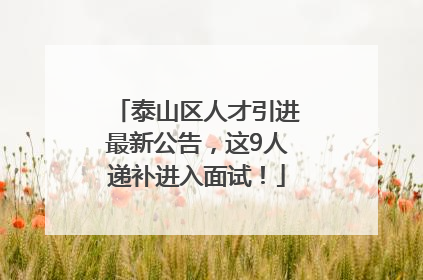 泰山区人才引进最新公告，这9人递补进入面试！
