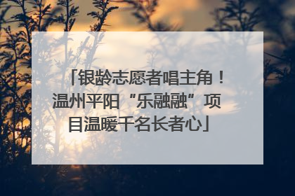 银龄志愿者唱主角！温州平阳“乐融融”项目温暖千名长者心