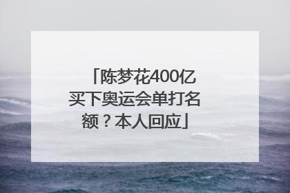 陈梦花400亿买下奥运会单打名额？本人回应