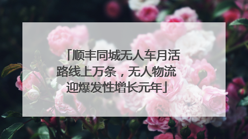 顺丰同城无人车月活路线上万条，无人物流迎爆发性增长元年