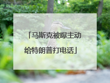 马斯克被曝主动给特朗普打电话